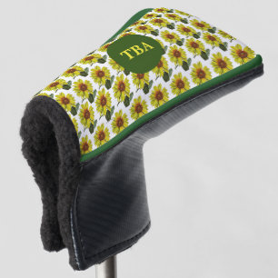 Personalised Monogram Sunflower Golf Putter Cover