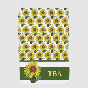 Personalised Monogram Sunflower Golf Towel
