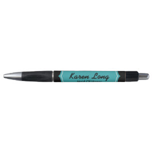Personalised Monogram Teal Blue Writing Pen Gift