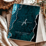 Personalised Monogram Teal Silver Agate 2025 Planner<br><div class="desc">This elegant 2025 planner features a teal blue watercolor agate design trimmed with silver faux glitter. Personalise it with her monogram initials in trendy silver grey script lettering,  along with her name and the year in sans serif font.</div>
