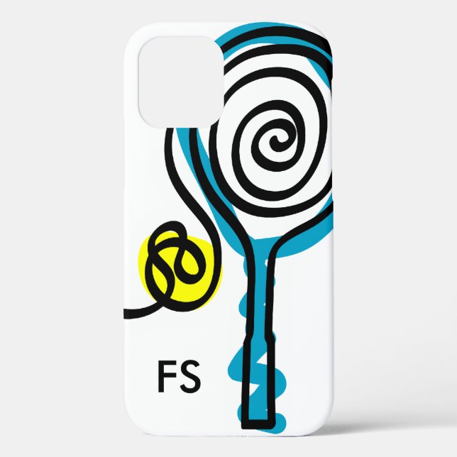 Personalised monogram tennis racket and ball Case-Mate iPhone case (Back)