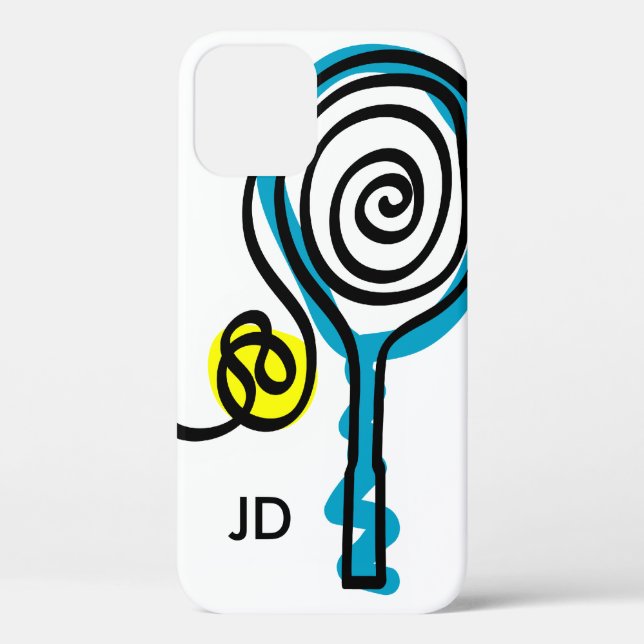 Personalised monogram tennis racket iPhone 12 case (Back)