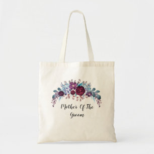 Personalised monogram text watercolor flower flora tote bag