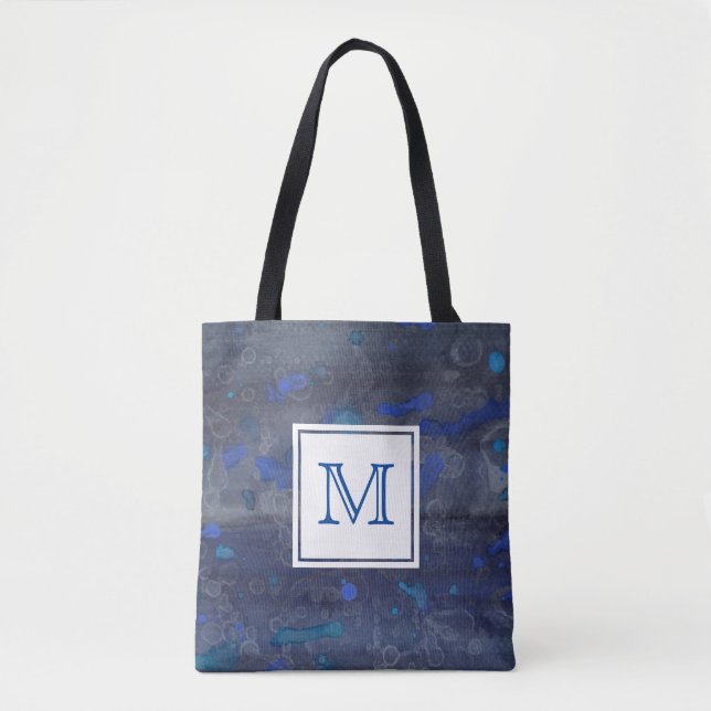 Personalised Monogram Tote Bag | Blue (Front)