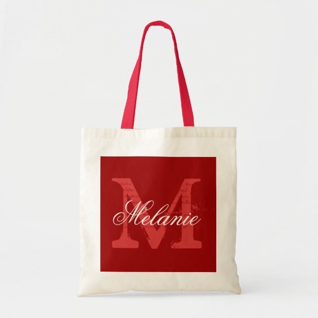 Personalised monogram tote bag | Bordeaux red (Front)