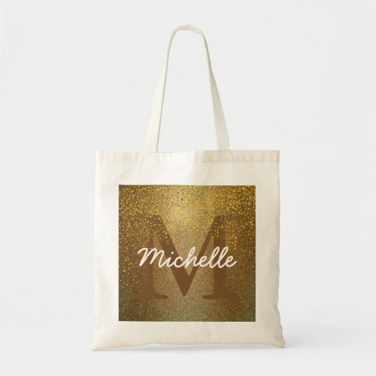 Personalised Monogram Tote Bag, Faux Gold Glitter