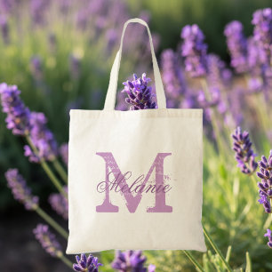 Personalised monogram tote bag lavender purple
