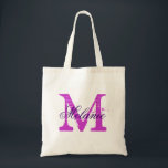 Personalised monogram tote bag | Orchid purple<br><div class="desc">Personalised name monogram tote bag | Orchid purple colour. Elegant logo design with monogrammed letter initials.  Cute vintage gift idea for bride,  flower girls,  maid of honour and bridesmaids at weddings. Stylish script typography.</div>