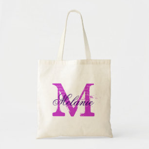 Personalised monogram tote bag   Orchid purple