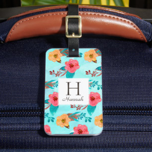 Personalised Monogram Tropical Floral Beach Luggage Tag