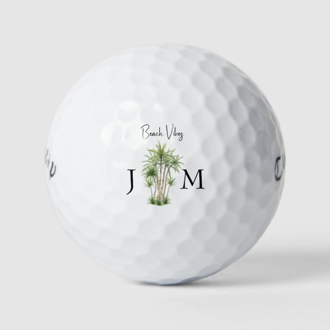 Personalised Monogram Tropical Titleist Pro V1 Golf Balls (Front)