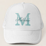 Personalised monogram trucker hat for bridesmaids<br><div class="desc">Personalised name monogram trucker hat for bride and bridesmaids . Vintage monogrammed name initial letter with stylish script typography. Cute wedding party favours for guests, friends and family. Make your own for bride to be and bride's entourage; brides maid, maid of honour, flower girl, matron of honour, mother of the...</div>