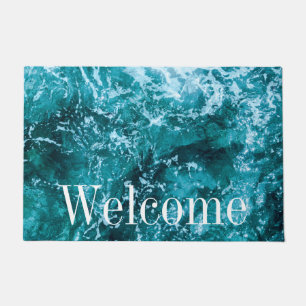 Personalised Monogram Turquoise Sea Waves Doormat