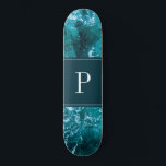 Personalised Monogram Turquoise Sea Waves Pattern Skateboard<br><div class="desc">Turquoise sea and waves pattern. A perfect "Just Because" gift</div>