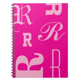 Personalised Monogram, Typography Initials, Pink Notebook