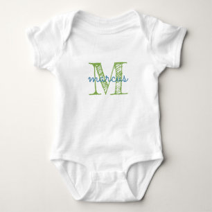 Personalised  Monogram Typography Name Baby Bodysuit