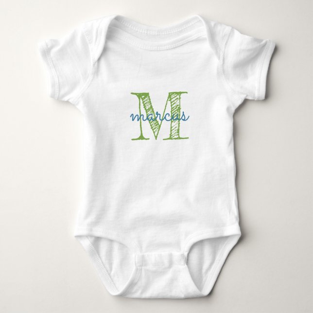 Personalised  Monogram Typography Name Baby Bodysuit (Front)