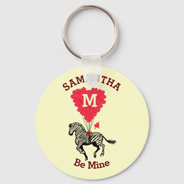 Personalised Monogram Valentines Key Ring (Front)