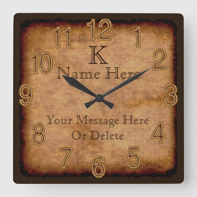 Personalised Monogram Vintage Clock 3 Text Boxes (Front)