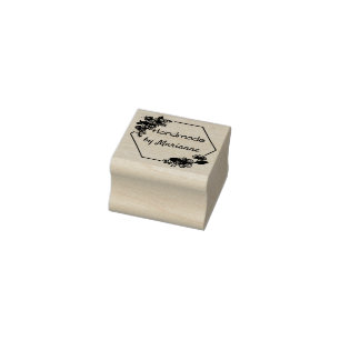 Personalised monogram vintage geometrical floral s rubber stamp
