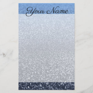 Personalised monogram vintage glitter shine blue s stationery