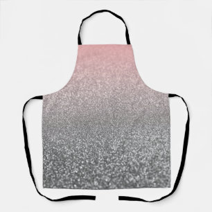Personalised monogram vintage glitter shine pink  apron