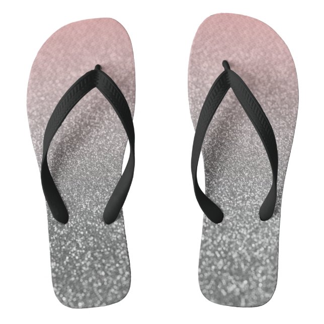 Personalised monogram vintage glitter shine pink  flip flops (Footbed)