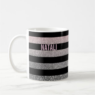 Personalised monogram vintage glitter shine pink s coffee mug