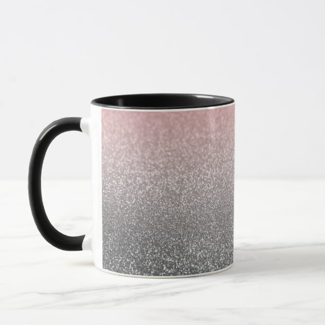 Personalised monogram vintage glitter shine pink s mug (Left)