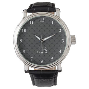 Personalised monogram watch for men Quatrefoil