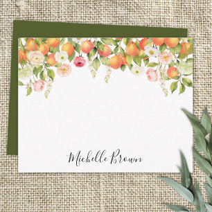 Personalised Monogram Watercolor Orange Elegant Card