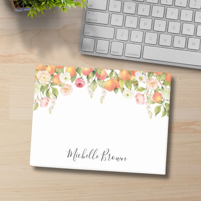Personalised Monogram Watercolor Orange Elegant Post-it Notes (Creator Uploaded)
