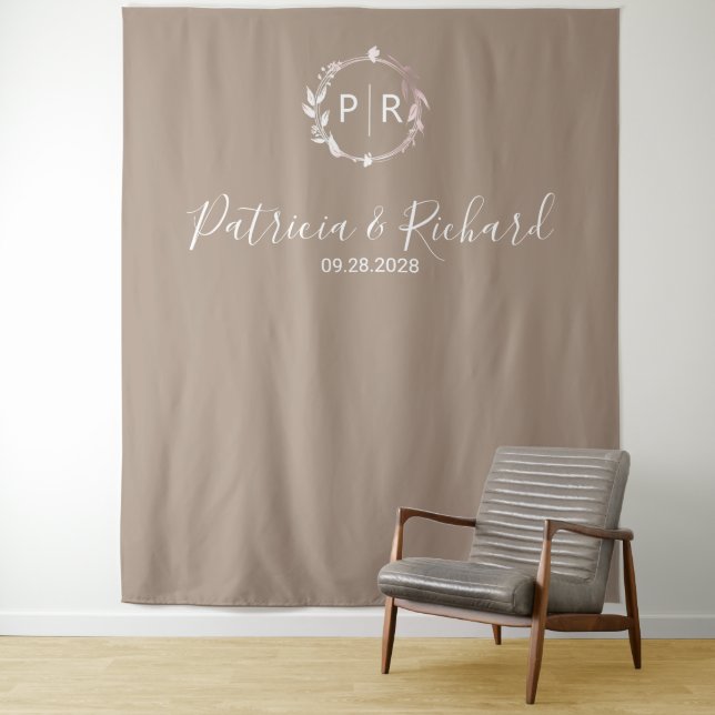 Personalised Monogram Wedding Backdrop Tapestry (In Situ)