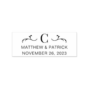 Personalised Monogram Wedding Names & Date Rubber Stamp