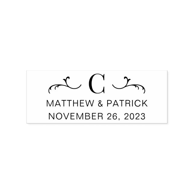 Personalised Monogram Wedding Names & Date Rubber Stamp (Imprint)