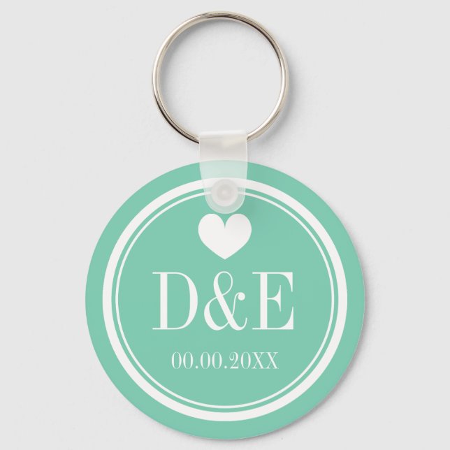 Personalised monogram wedding party favour keychai key ring (Front)