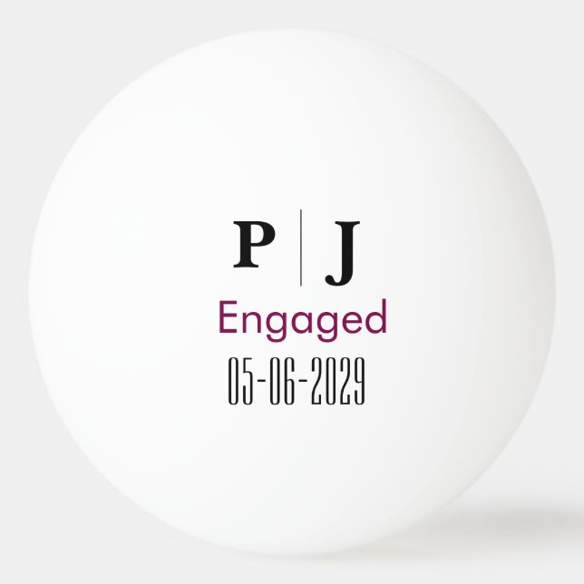 Personalised Monogram Wedding Ping Pong Ball (Front)