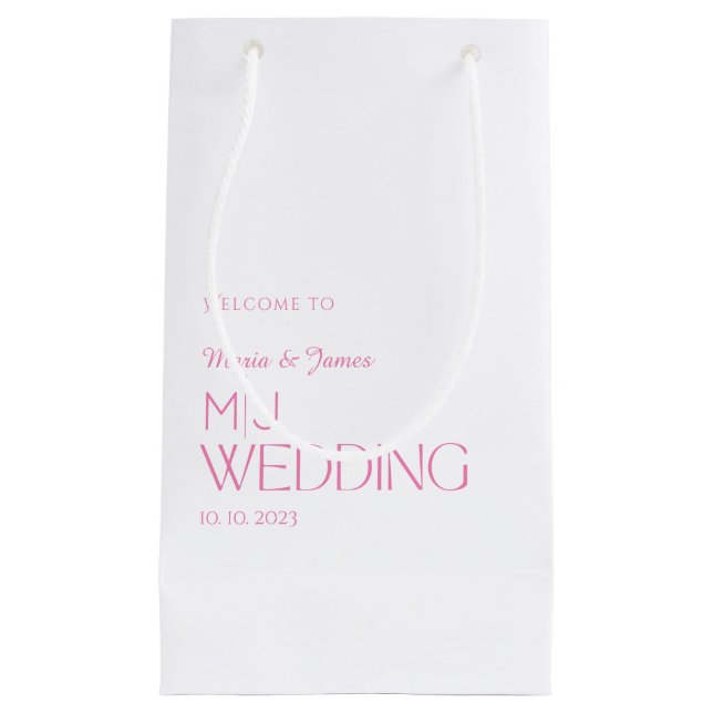 Personalised Monogram Wedding Welcome Small Gift Bag (Front)