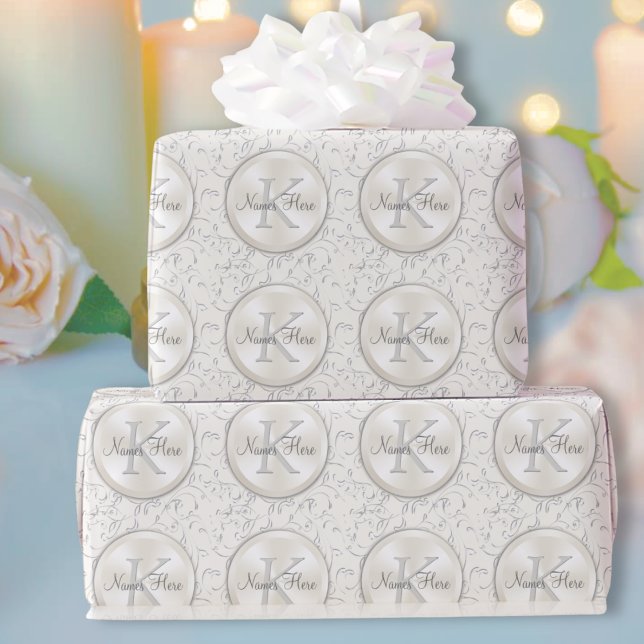 Personalised Monogram Wedding Wrapping Paper (Personalised wedding wrapping paper. Personalized bridal shower wrapping paper. Monogrammed and Name)