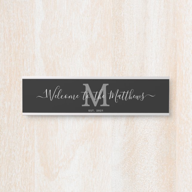 Personalised monogram welcome family door sign (Front)