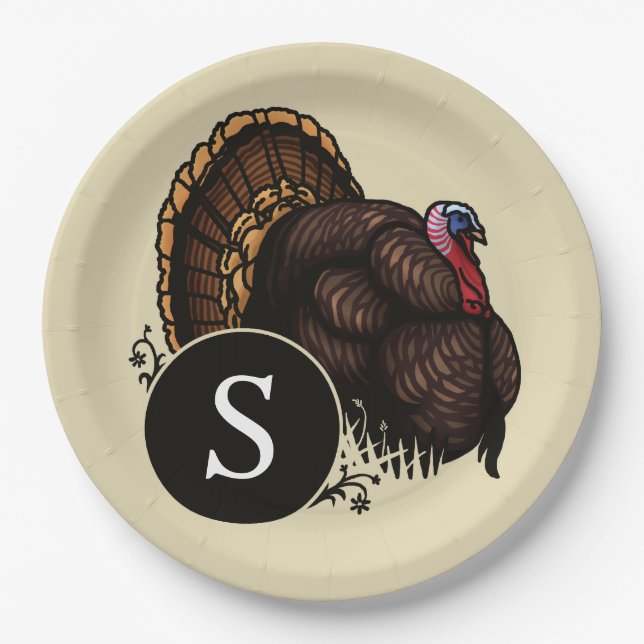 Personalised Monogram Wild Turkey Paper Plate (Front)