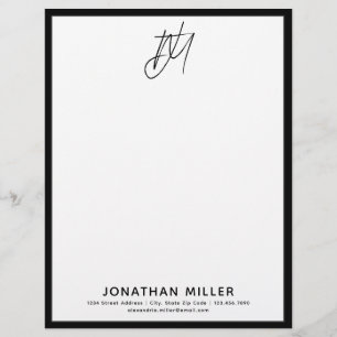 Personalised Monogram with Contact Information Custom Letterhead