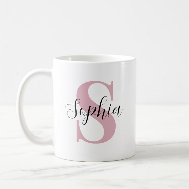 Personalised Monogram with Custom Initial & Name  Coffee Mug (Left)