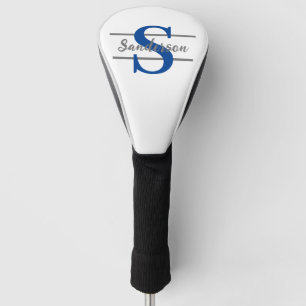Personalised Monogram with Name Blue Grey Men Golf Head Cover