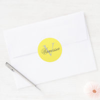 Personalised Monogram Yellow Classic Round Sticker
