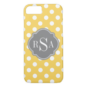 Personalised Monogram Yellow Polka Dots Pattern iPhone 8/7 Case
