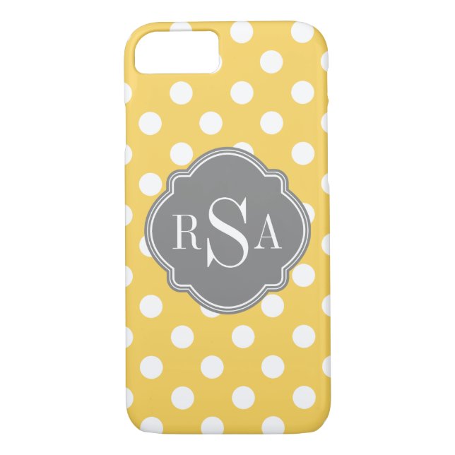 Personalised Monogram Yellow Polka Dots Pattern Case-Mate iPhone Case (Back)