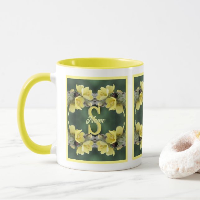 Personalised Monogram Your Initial Name Mullein  Mug (With Donut)
