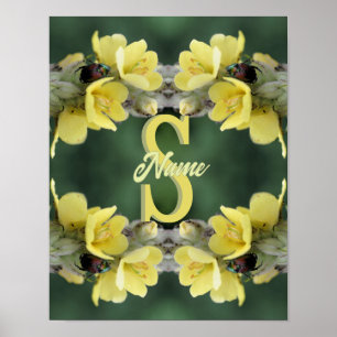 Personalised Monogram Your Initial Name Mullein Poster
