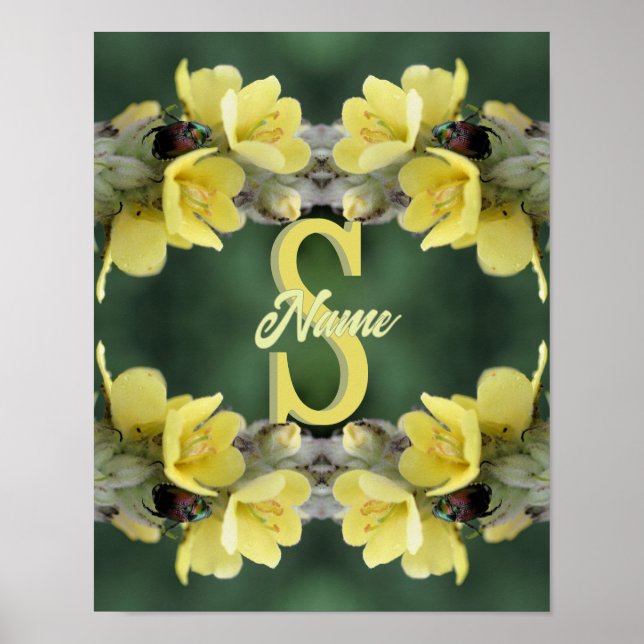Personalised Monogram Your Initial Name Mullein  Poster (Front)